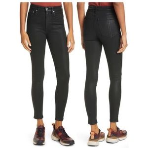 RAG & BONE Nina High Waist Coated Ankle Skinny Jeans Black Women’s 28